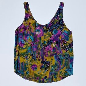 Vintage Judy Knapp California abstract colorful top Women's Medium 80s Groovy